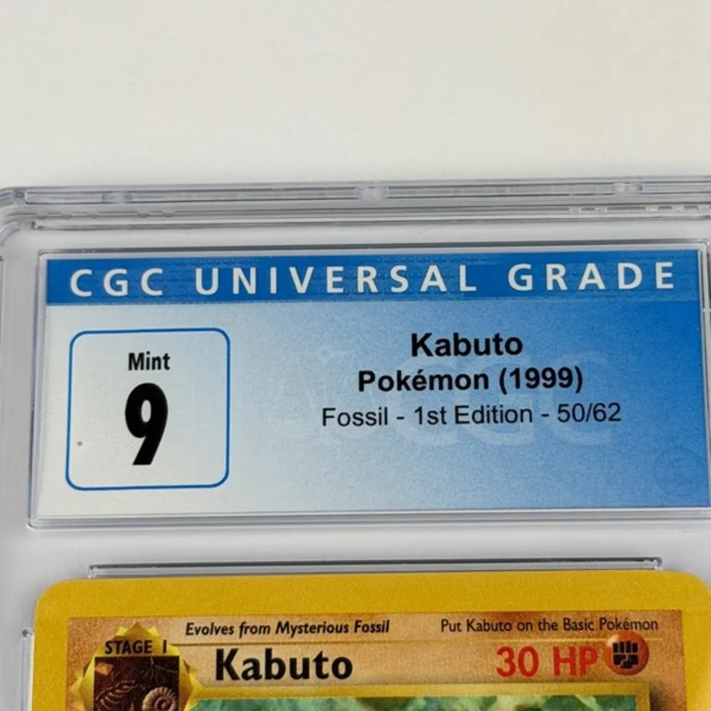 Pokemon Kabuto 1st Edition Fossil 50/62 CGC 9 Blue Label TCG 1999 WotC Vtg